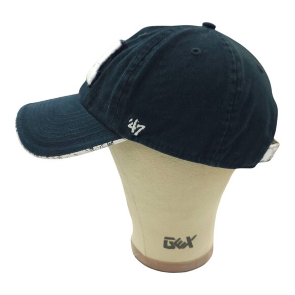 47 Brand Ole Miss Logo Script Back Tuck Strap Cap Trucker Baseball Navy Blue Hat - Picture 11 of 14